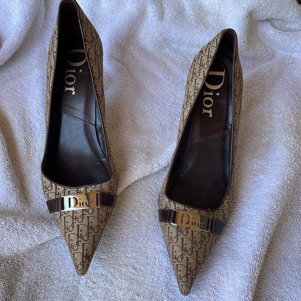 Christian Dior brown monogram heels